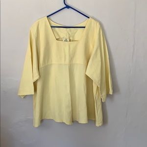 3X pale yellow cotton top by deva